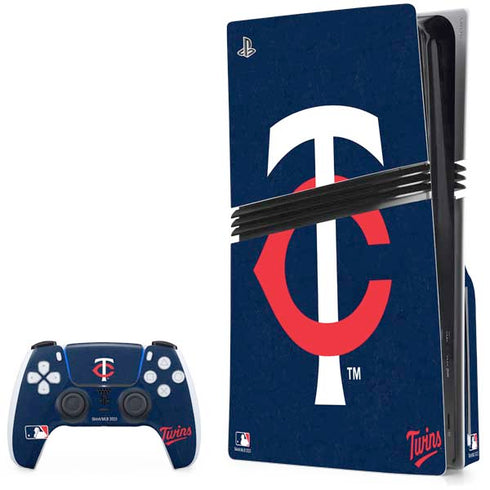MLB Minnesota Twins - Solid Distressed PS5 Pro Disk Bundle  Skin